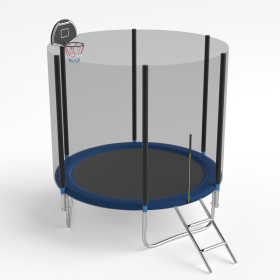 8 FT TRAMPOLINE OUTSIDE SAFETY NET WITH BASKETBALL HOOP