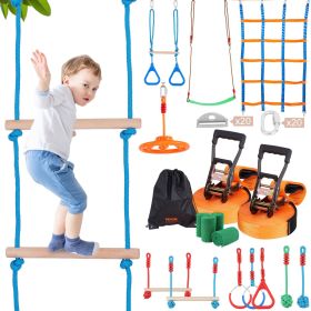 VEVOR Ninja Warrior Obstacle Course for Kids, 2 x 50 ft Weatherproof Slacklines, 500lbs Weight Capacity Monkey Line, Outdoor Playset Equipment