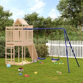 Outdoor Playset Solid Wood Pine (Color: Brown)