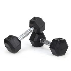 HDRS Rubber Coated Dumbbell with Contoured Chrome Handle (Weights Available: 10LB, Color: Black)