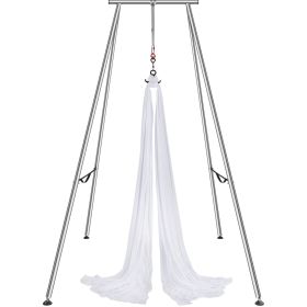 VEVOR Aerial Yoga Frame & Yoga Hammock, 9.67 ft Height Professional Yoga Swing Stand Comes with 6.6 Yards Aerial Hammock (Includes Hammock: Yes, Color: White)