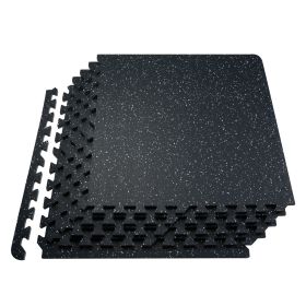 VEVOR 6 PCS 0.56" Thick Gym Floor Mats, 24"x24" EVA Foam & Rubber Top Interlocking, with 24 sq.ft Coverage (blocks: 6 pcs, Color: Black & White)